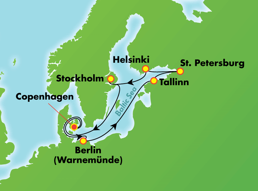 Croisière Scandinavie, Russie et Baltique map Croisière Scandinavie, Russie et Baltique map