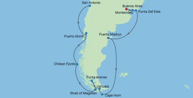 Croisière Amérique du Sud map Croisière Amérique du Sud map