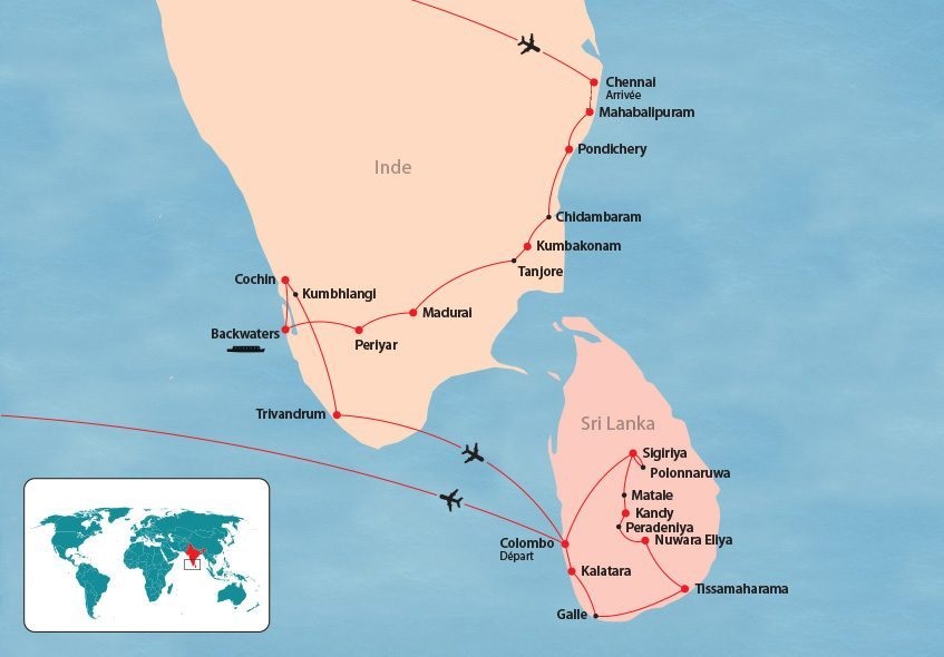 Inde du Sud et Sri Lanka map Inde du Sud et Sri Lanka map