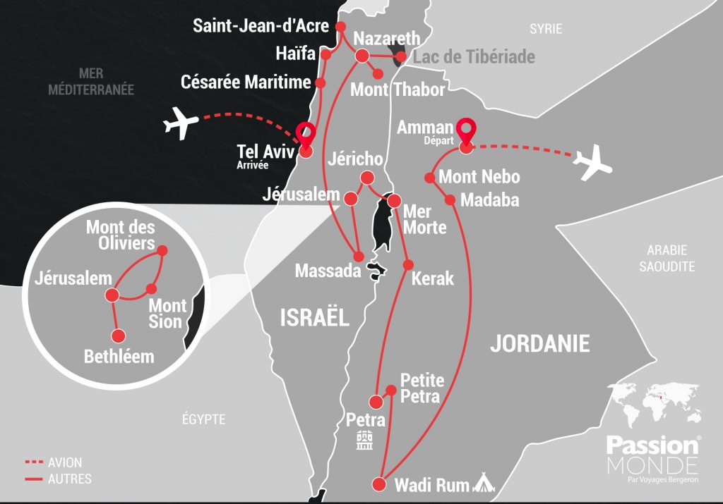 Israël et Jordanie map