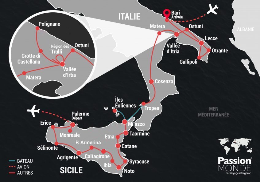 Italie du Sud et Sicile map