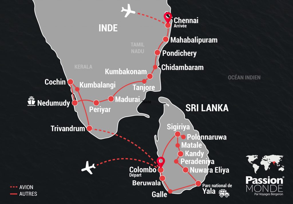 Inde du Sud et Sri Lanka map