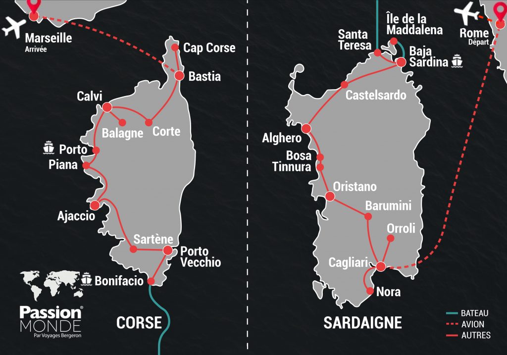 Corse et Sardaigne map