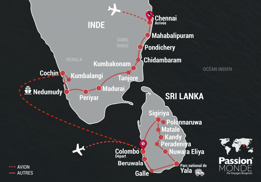 Inde du Sud et Sri Lanka map