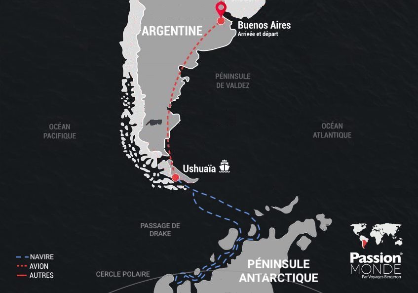 Croisière Expédition Antarctique map