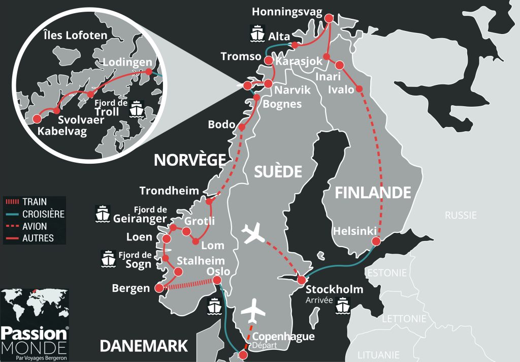 Suède, Finlande, Norvège et Danemark (Scandinavie) map