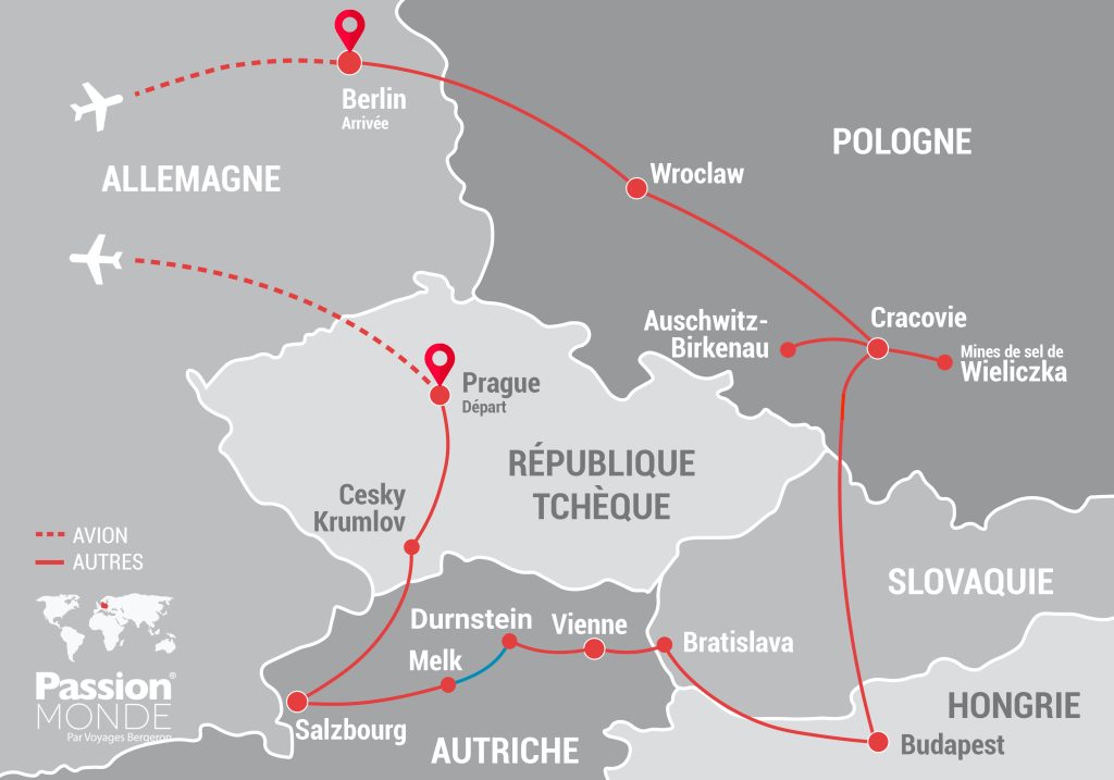 Vienne, Prague, Budapest, Berlin... map