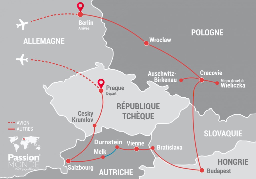Vienne, Prague, Budapest, Berlin... map