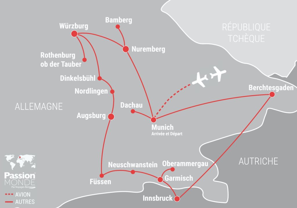 Allemagne, Route romantique et Tyrol map