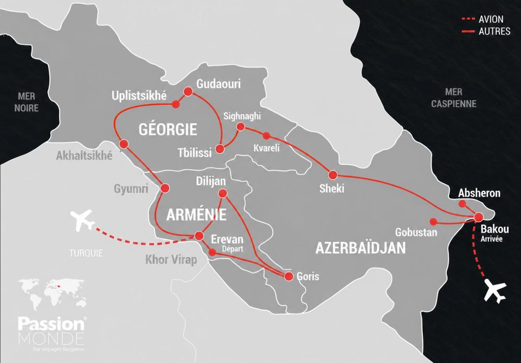 Caucase (Géorgie, Azerbaïdjan et Arménie) map
