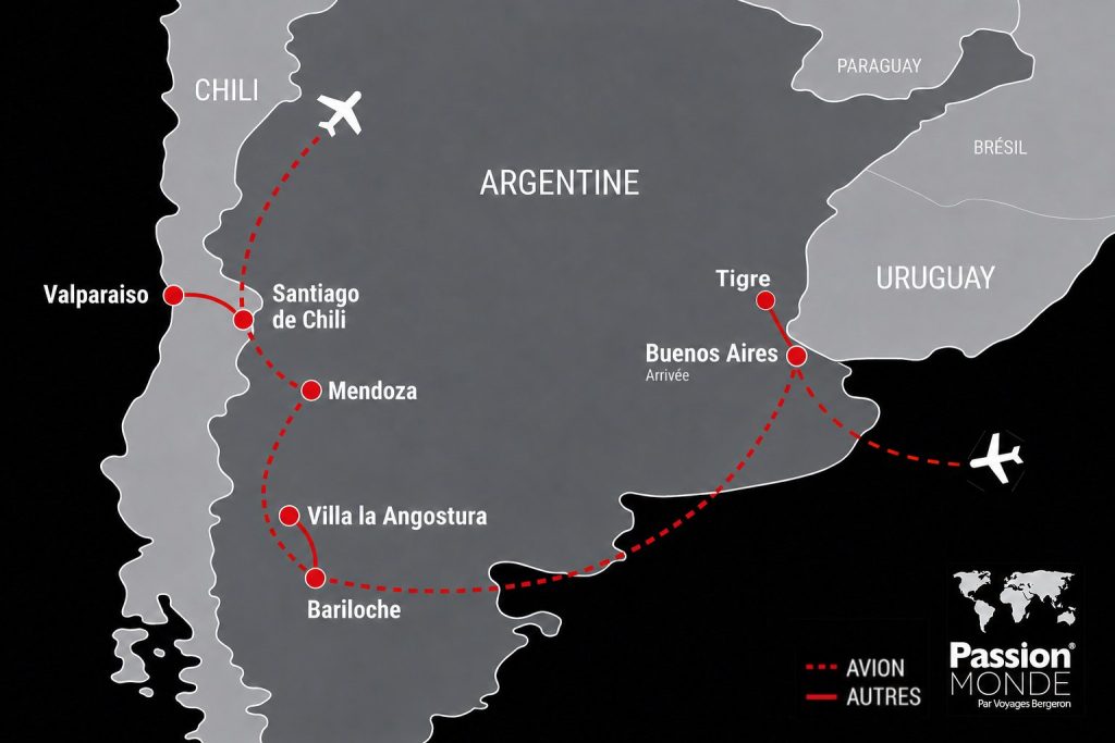 Argentine et Chili Gourmand map